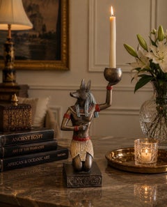 Vintage Anubis Candle Stick, Ancient Egypt Style Candle Holder Home Decorative