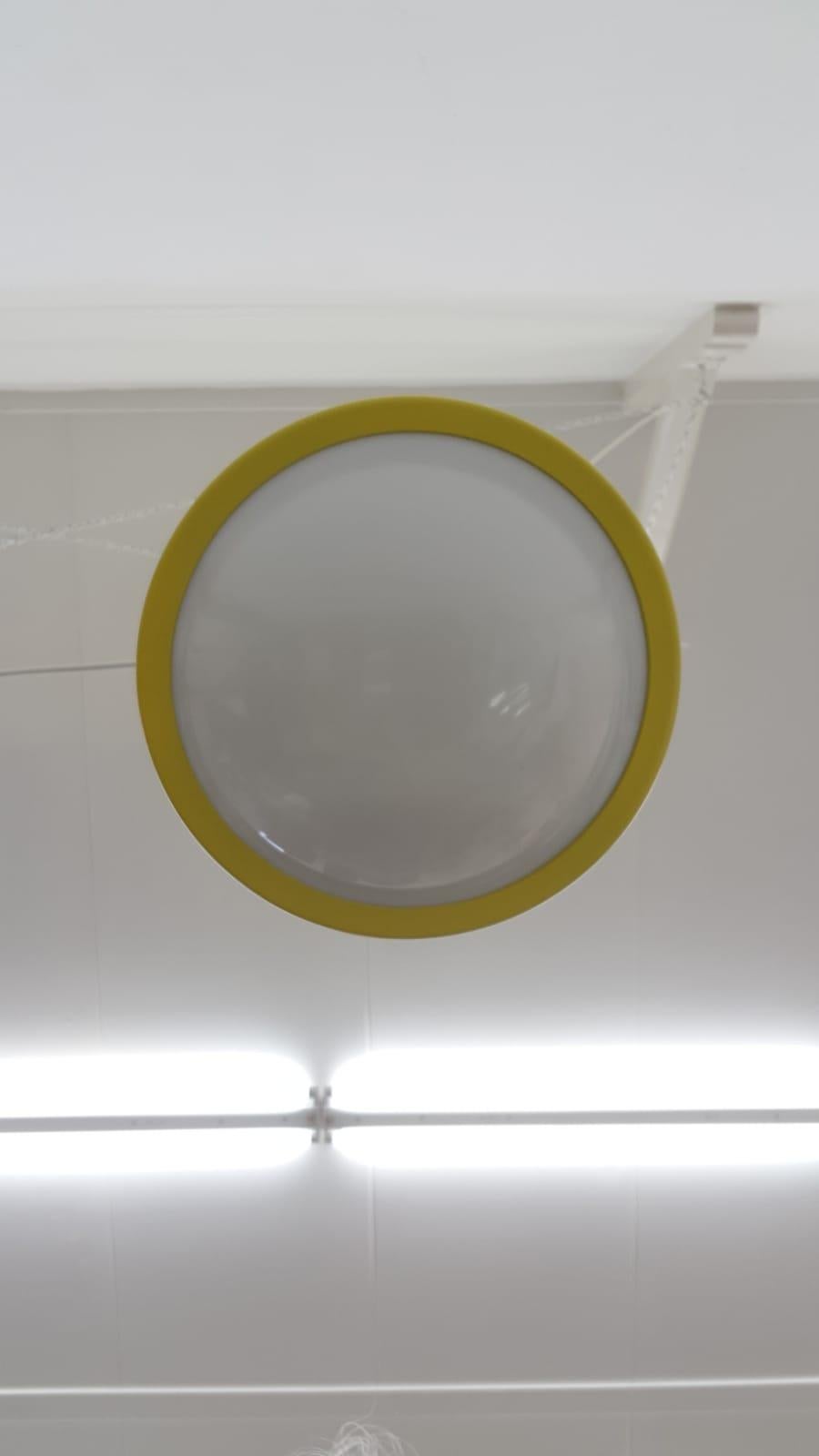 Mid-Century Modern Vintage Anvia Holland yellow ceiling lamp sconce , 1970’s retro space age For Sale