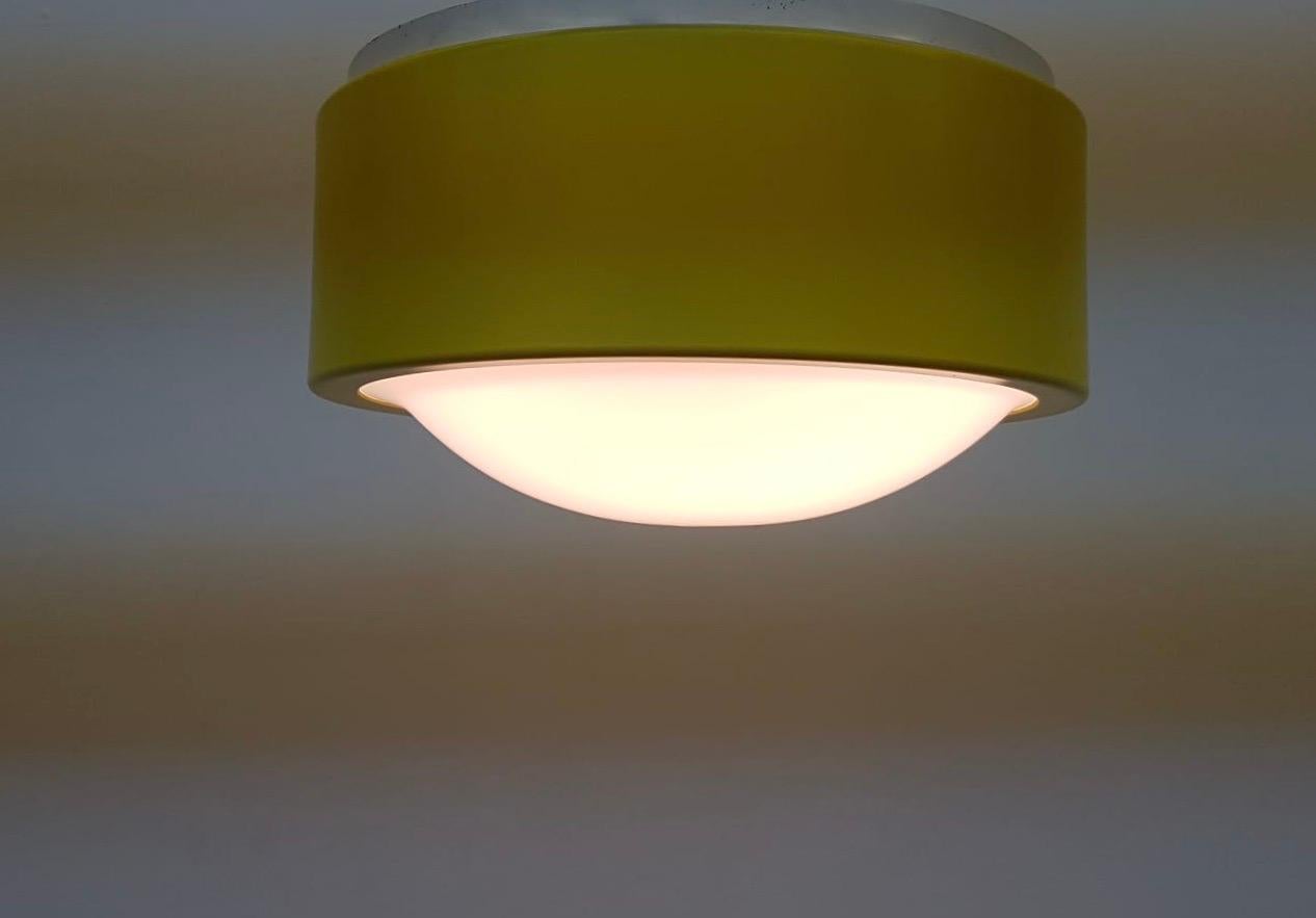 Metal Vintage Anvia Holland yellow ceiling lamp sconce , 1970’s retro space age For Sale