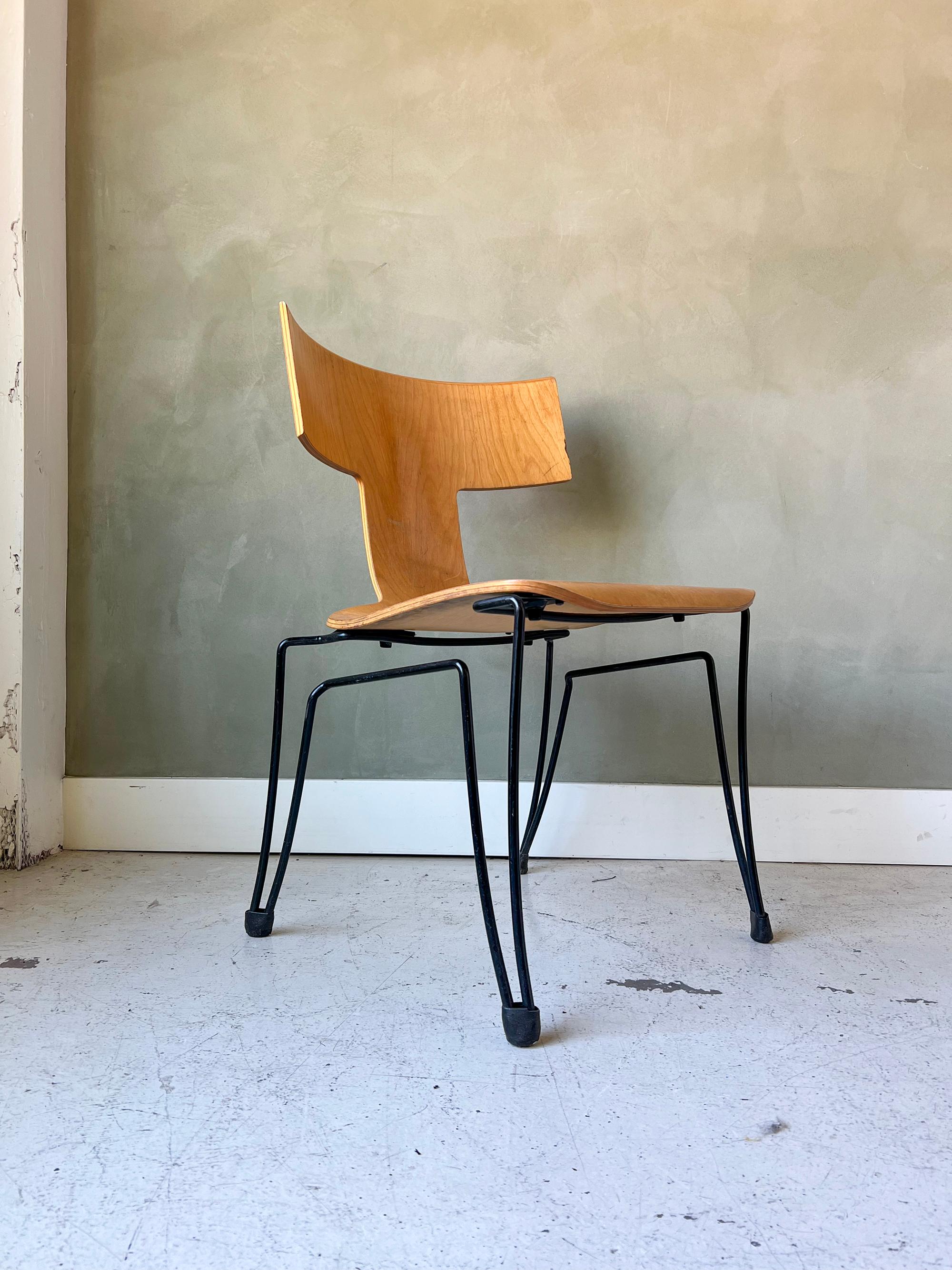 Molded Vintage Anziano Bent Plywood and Iron Chair by John Hutton for Donghia