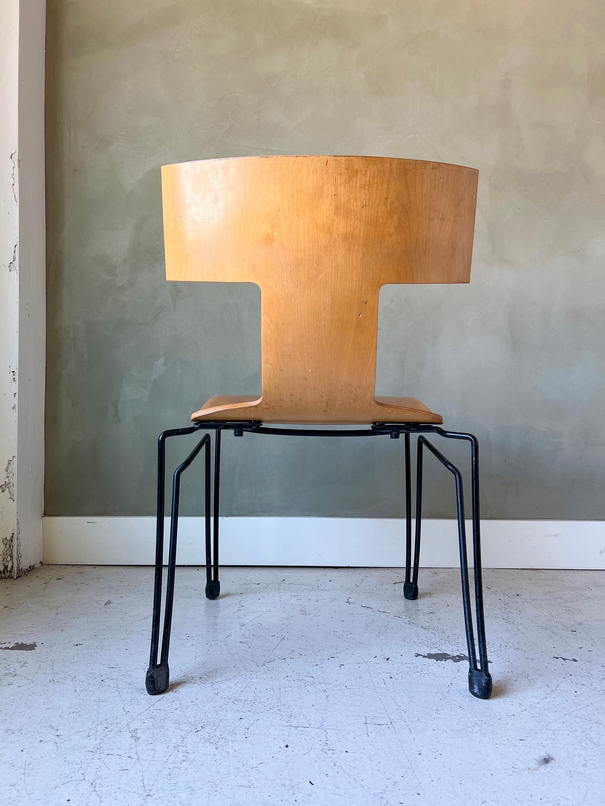 20th Century Vintage Anziano Bent Plywood and Iron Chair by John Hutton for Donghia