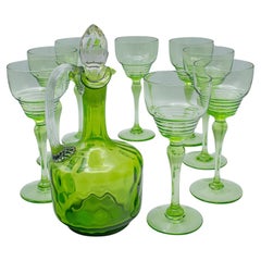 Set da portata per aperitivo d'epoca, inglese, Ewer, bicchieri da vino, Art Deco, Circa 1930