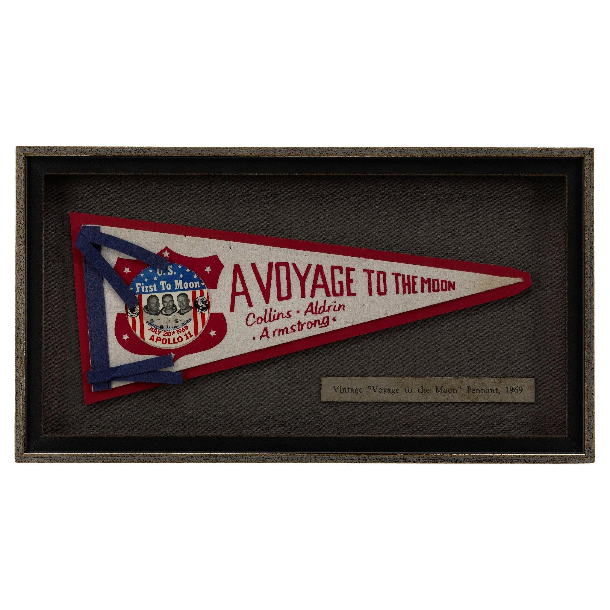 Vintage Apollo 11 "Voyage to the Moon" Pennant, 1969 For Sale