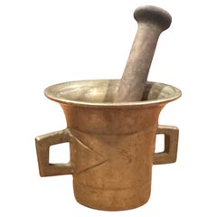 Vintage Apotheker Mortar und Holz Stößel aus Bronze 