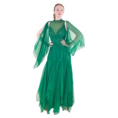 Vintage Apple Green 1975 Chiffon Dress