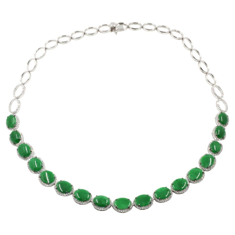 Collier Long Médaillon Cabochon (jade Vert
