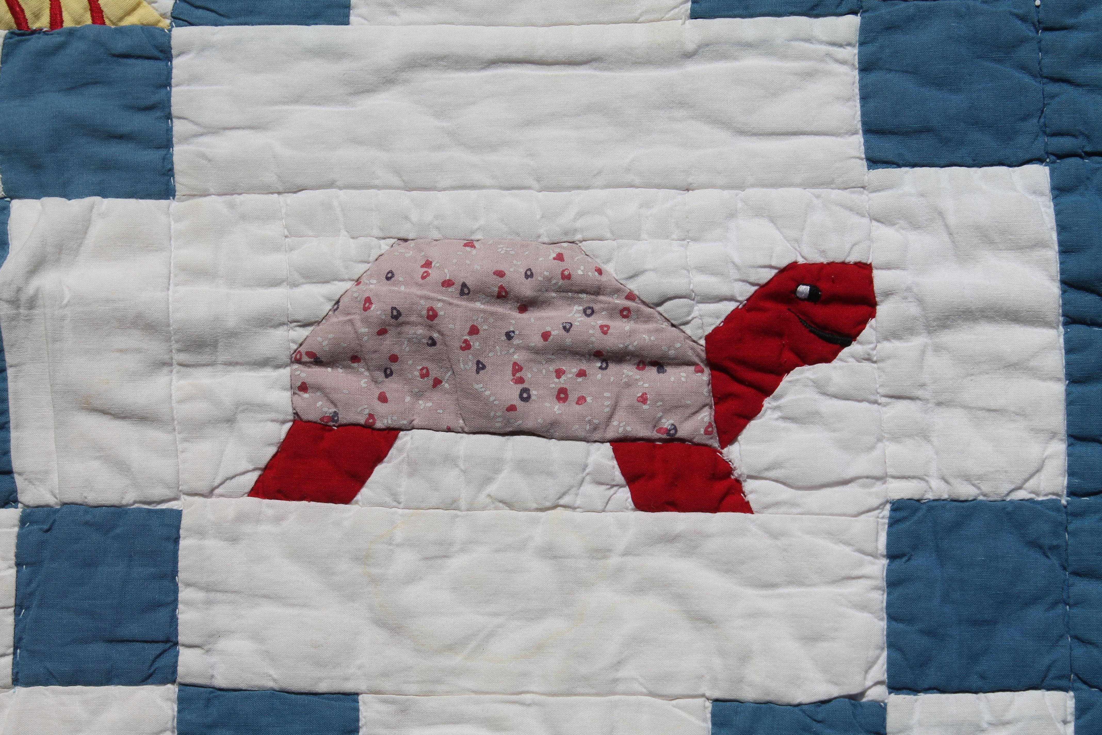 20th Century Vintage Applique Crib Quilt