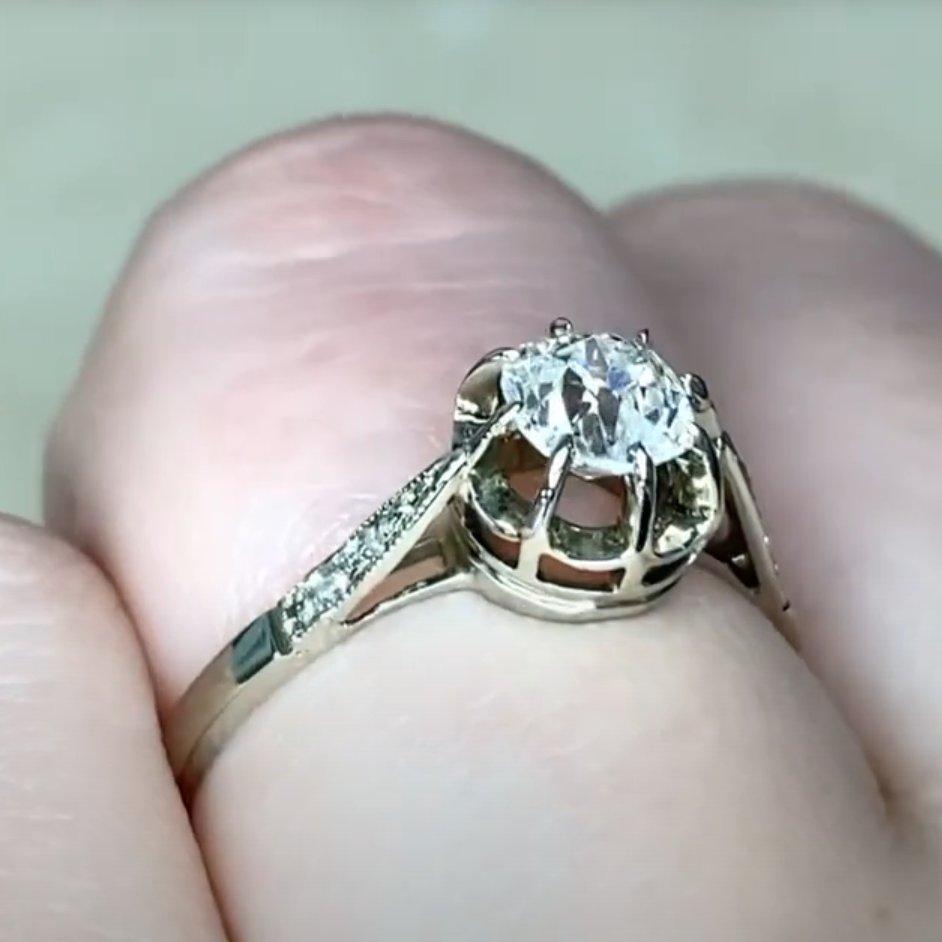 Vintage-Diamantring aus 14 Karat Weißgold mit altem Minenschliff (ca. 0,4 kt) (Alteuropäischer Brillantschliff) im Angebot