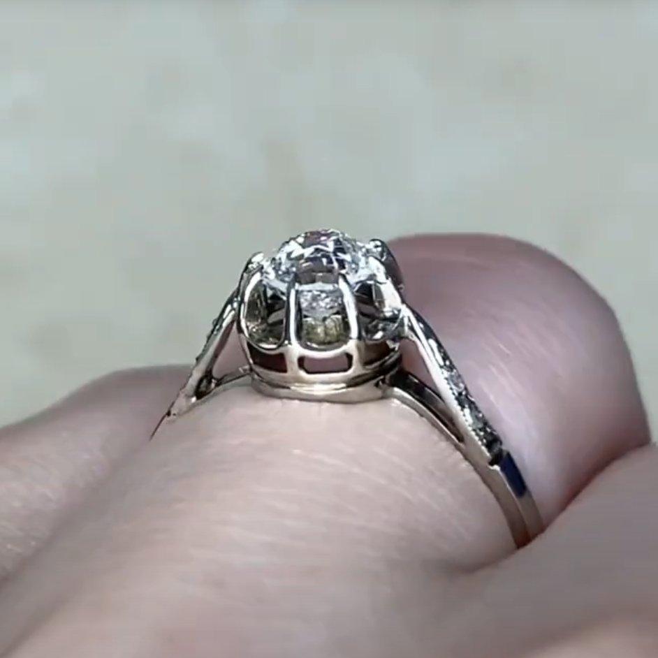 Vintage-Diamantring aus 14 Karat Weißgold mit altem Minenschliff (ca. 0,4 kt) im Zustand „Hervorragend“ im Angebot in New York, NY