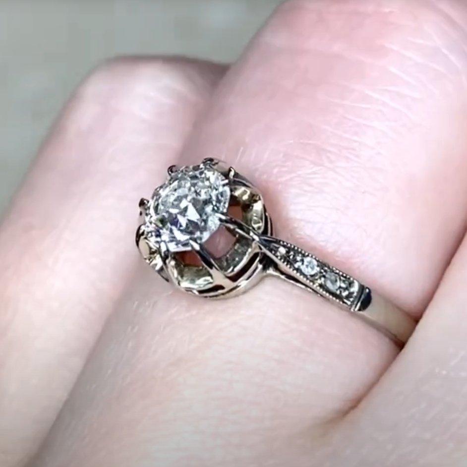 Vintage-Diamantring aus 14 Karat Weißgold mit altem Minenschliff (ca. 0,4 kt) Damen im Angebot