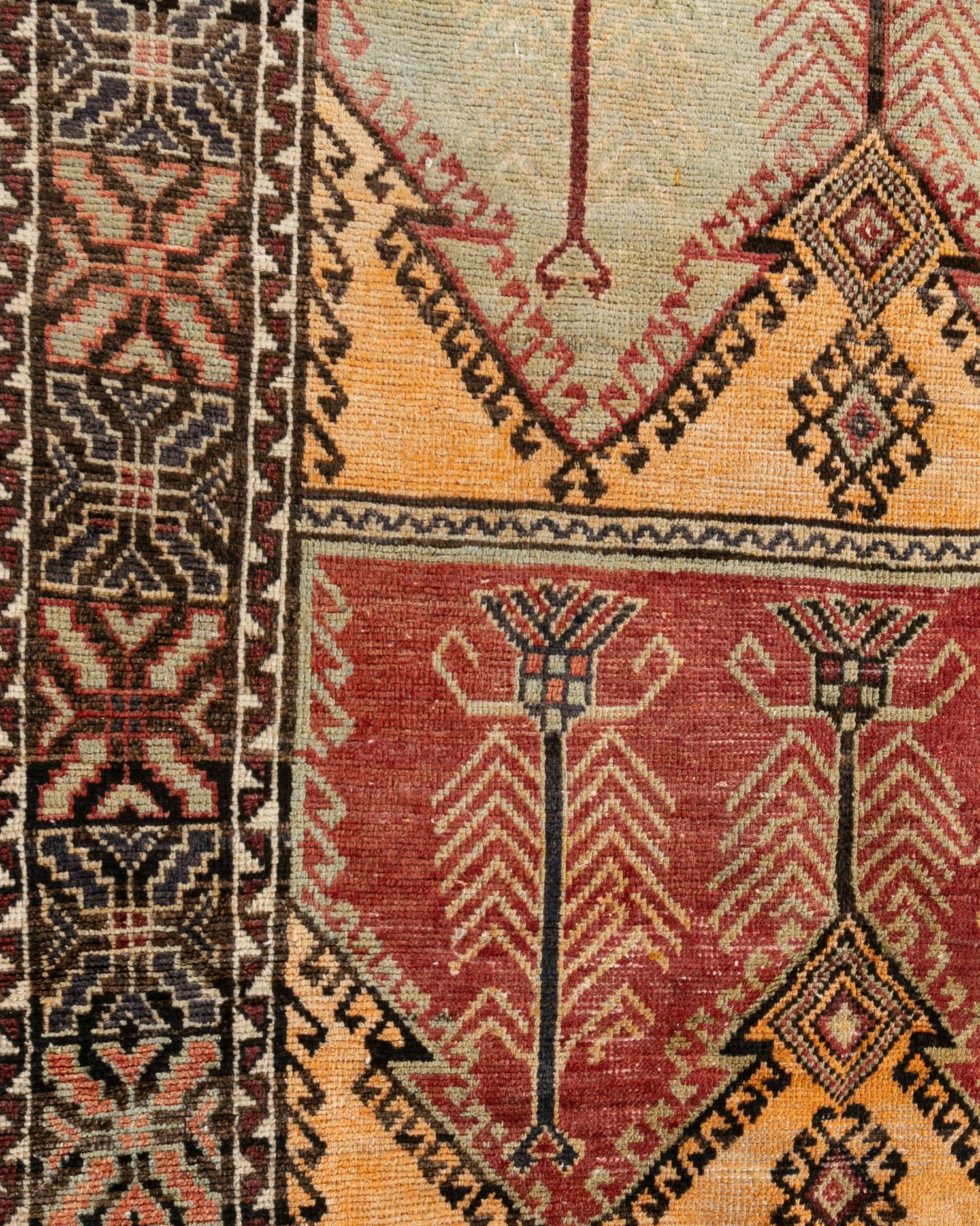 Vintage Apricot Türkisch Oushak Teppich 4'9 x 12'8 (Handgewebt) im Angebot