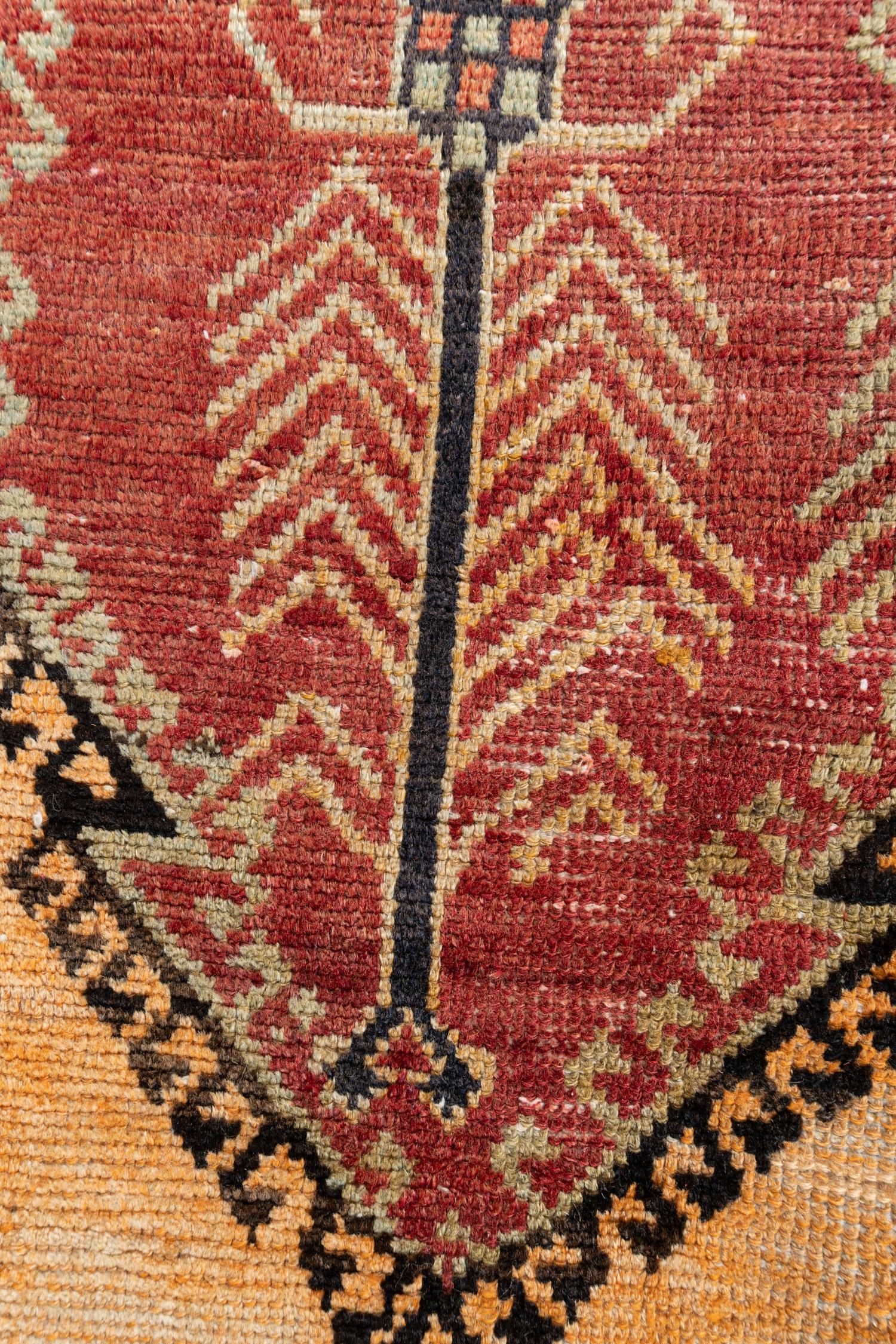 Vintage Apricot Türkisch Oushak Teppich 4'9 x 12'8 (Wolle) im Angebot