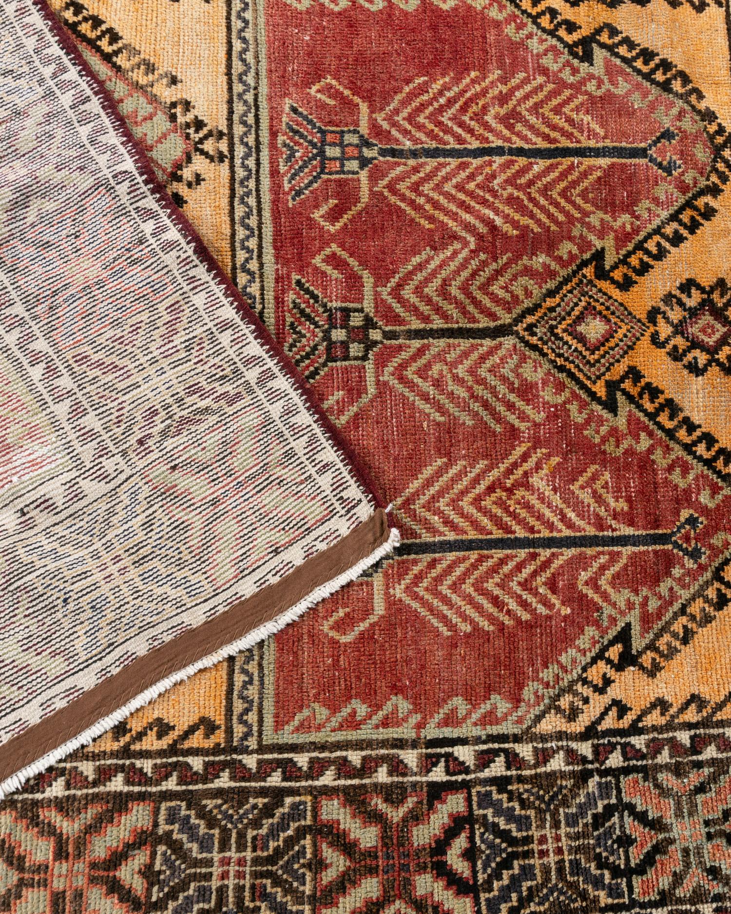 Vintage Apricot Türkisch Oushak Teppich 4'9 x 12'8 im Angebot 1