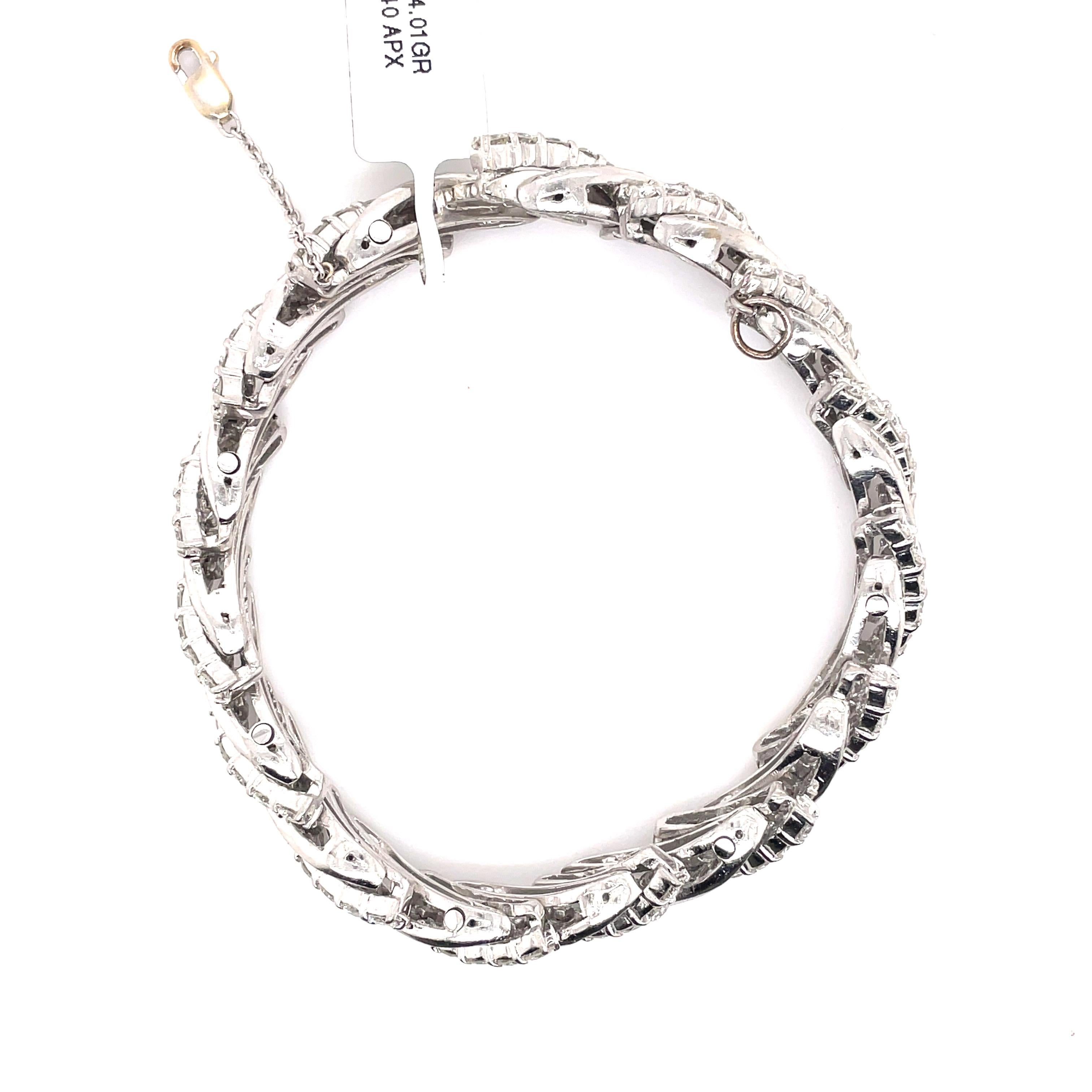 Vintage Apx. 17.40ct Ronda y Baguette Pulsera de Diamantes Platino Corte baguette en venta