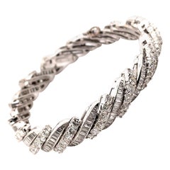 Vintage Apx. 17.40ct Ronda y Baguette Pulsera de Diamantes Platino