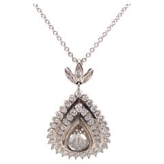 Vintage Apx 4.50ct Rose Cut & Round Cut Diamond Pendant Necklace