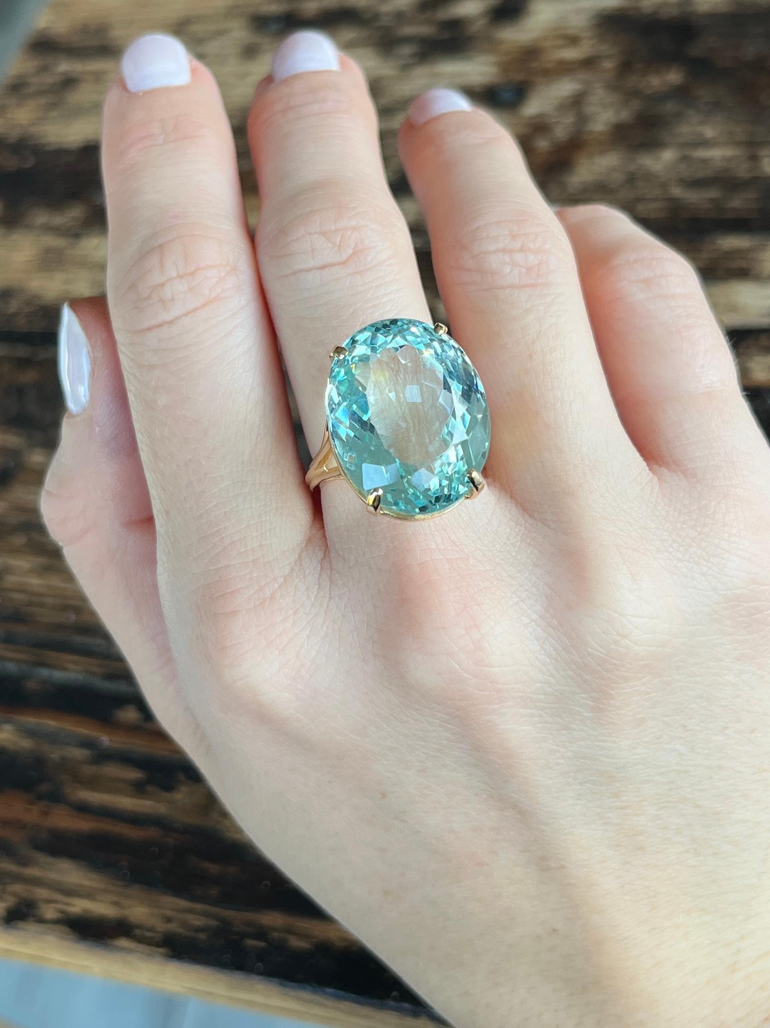De las mujeres Anillo de cóctel Vintage Aqua de oro de 14 quilates en venta