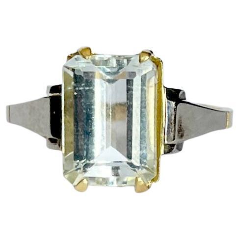 Vintage Aquamarine and 18 Carat Gold Solitaire Ring