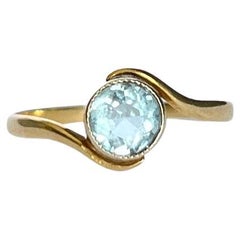 Vintage Aqua and 18 Carat Gold Solitaire Ring