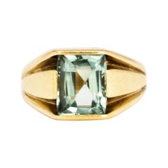 Vintage Aqua and 9 Carat Gold Ring