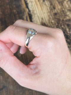 Vintage Aquamarine and 9 Carat Rose Gold Three Stone Ring