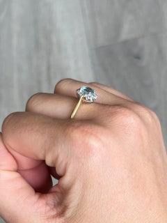 Vintage Aquamarine and Diamond 10 Carat Gold Cluster Ring