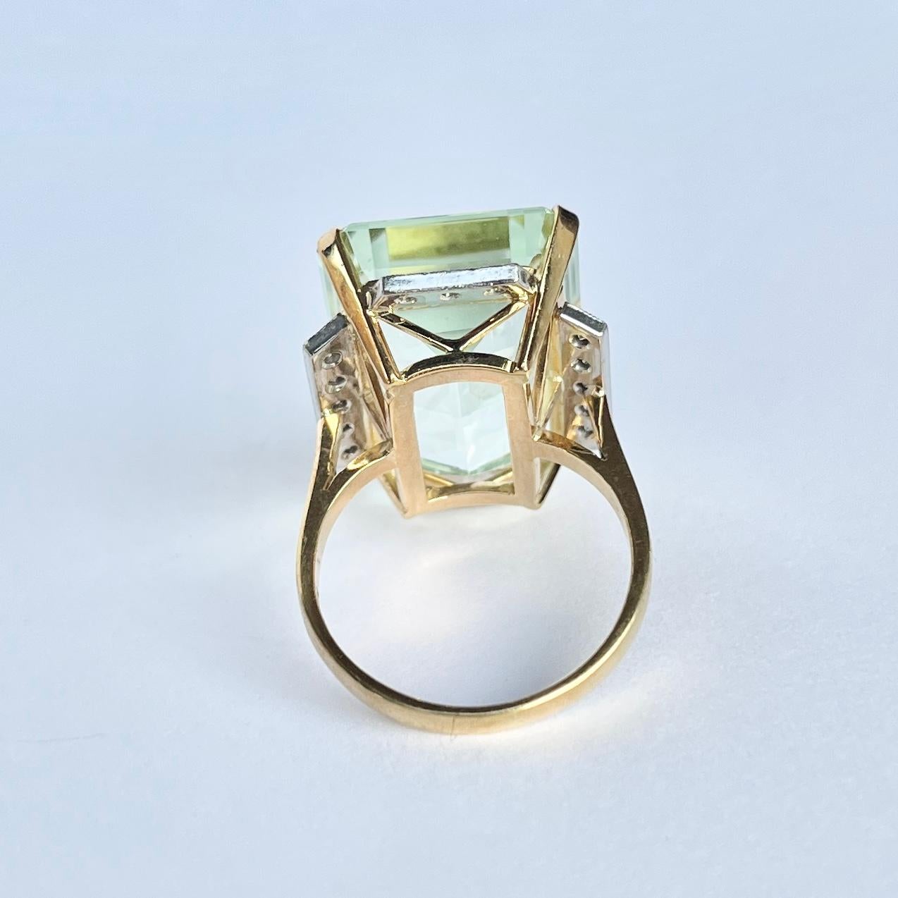 Women's Vintage Aquamarine and Diamond 18 Carat Gold Cocktail Ring