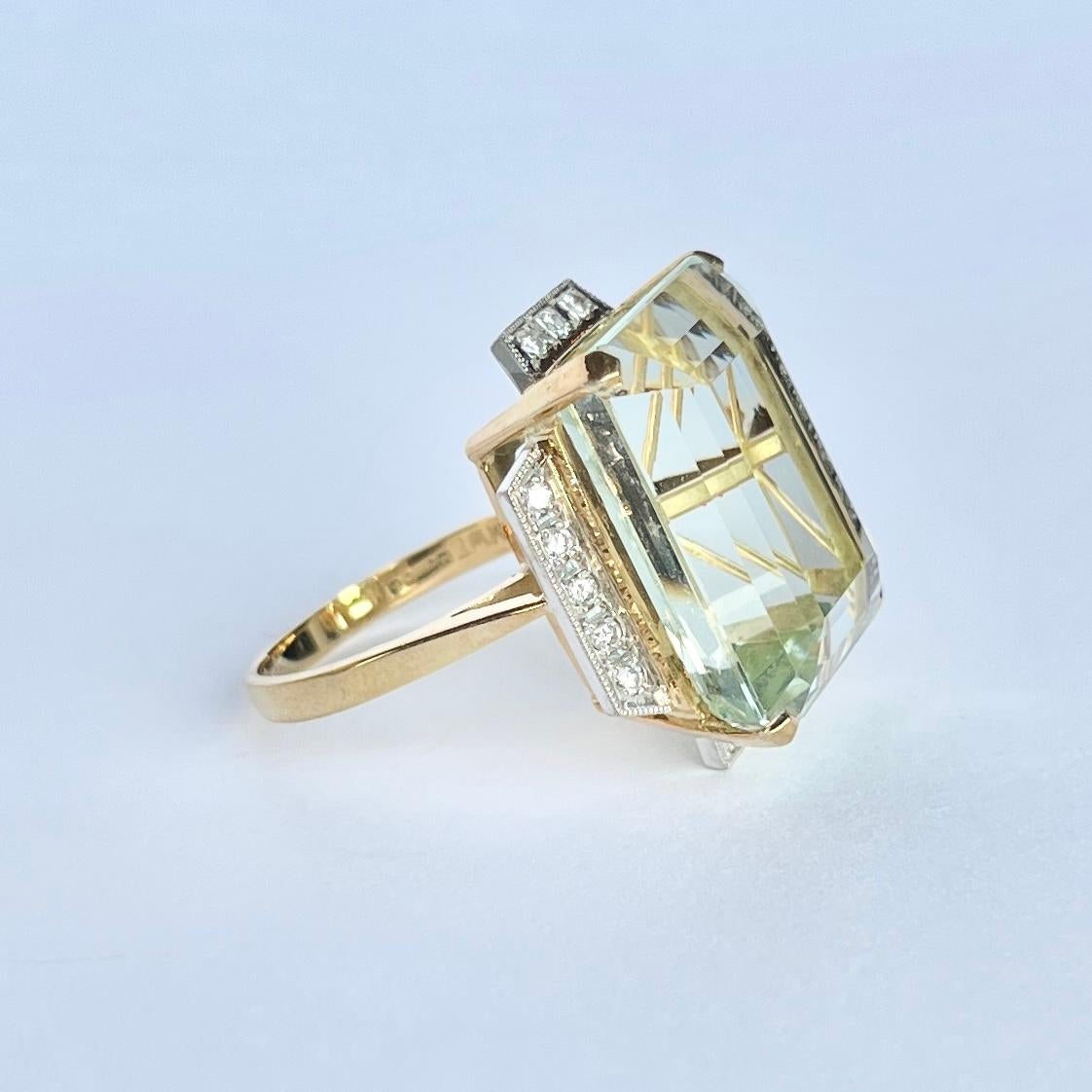 Vintage Aquamarine and Diamond 18 Carat Gold Cocktail Ring 1