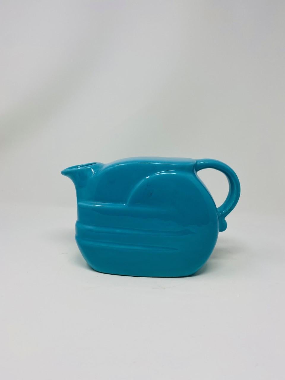 Fired Vintage Aqua Blue Pitcher by Joseph Magnin Italy, Mid Century, 1960 For Sale