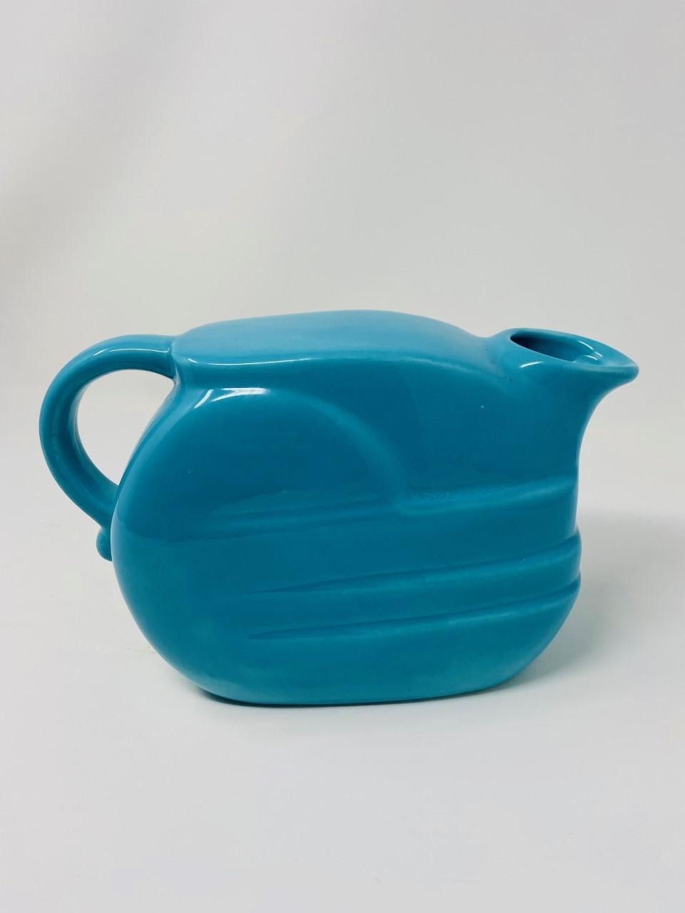 Vintage Aqua Blue Pitcher by Joseph Magnin Italy, Mid Century, 1960 In Good Condition For Sale In San Diego, CA