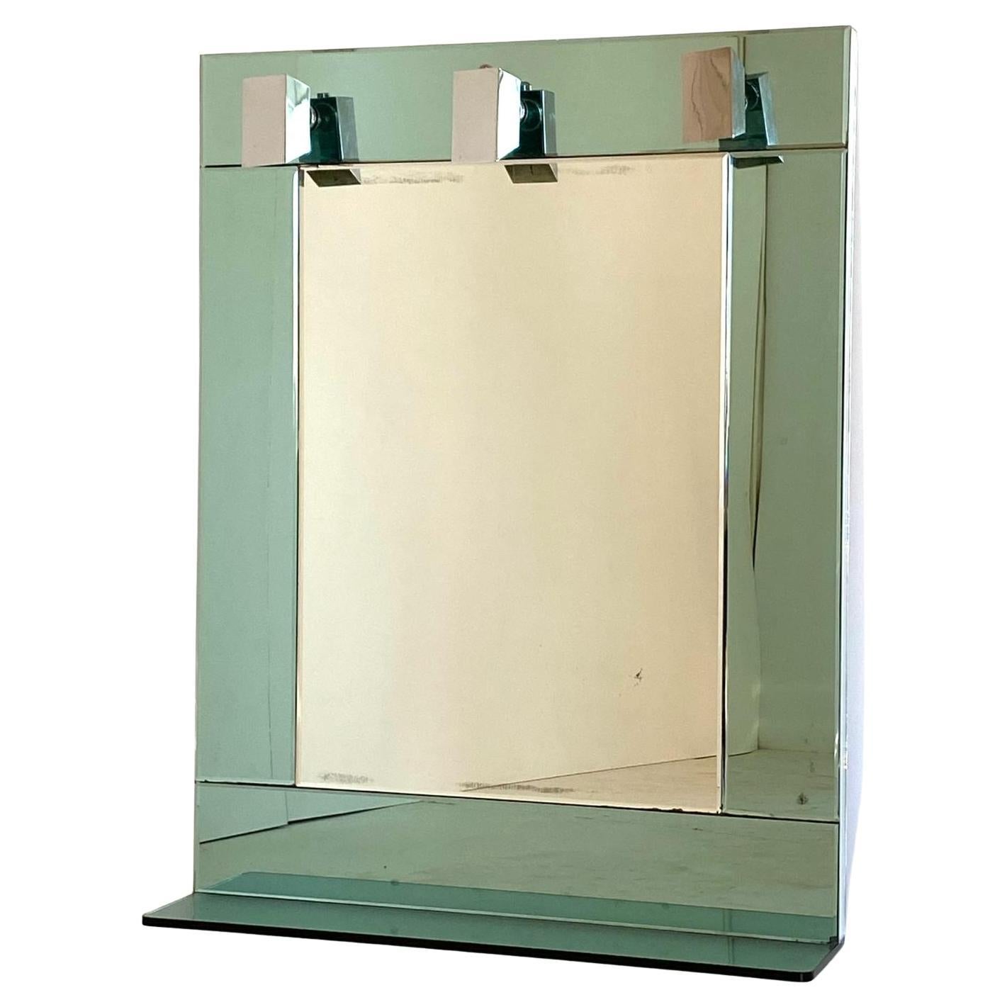 Mid-Century Modern Miroir mural vert aqua vintage, Italie, années 1970 en vente