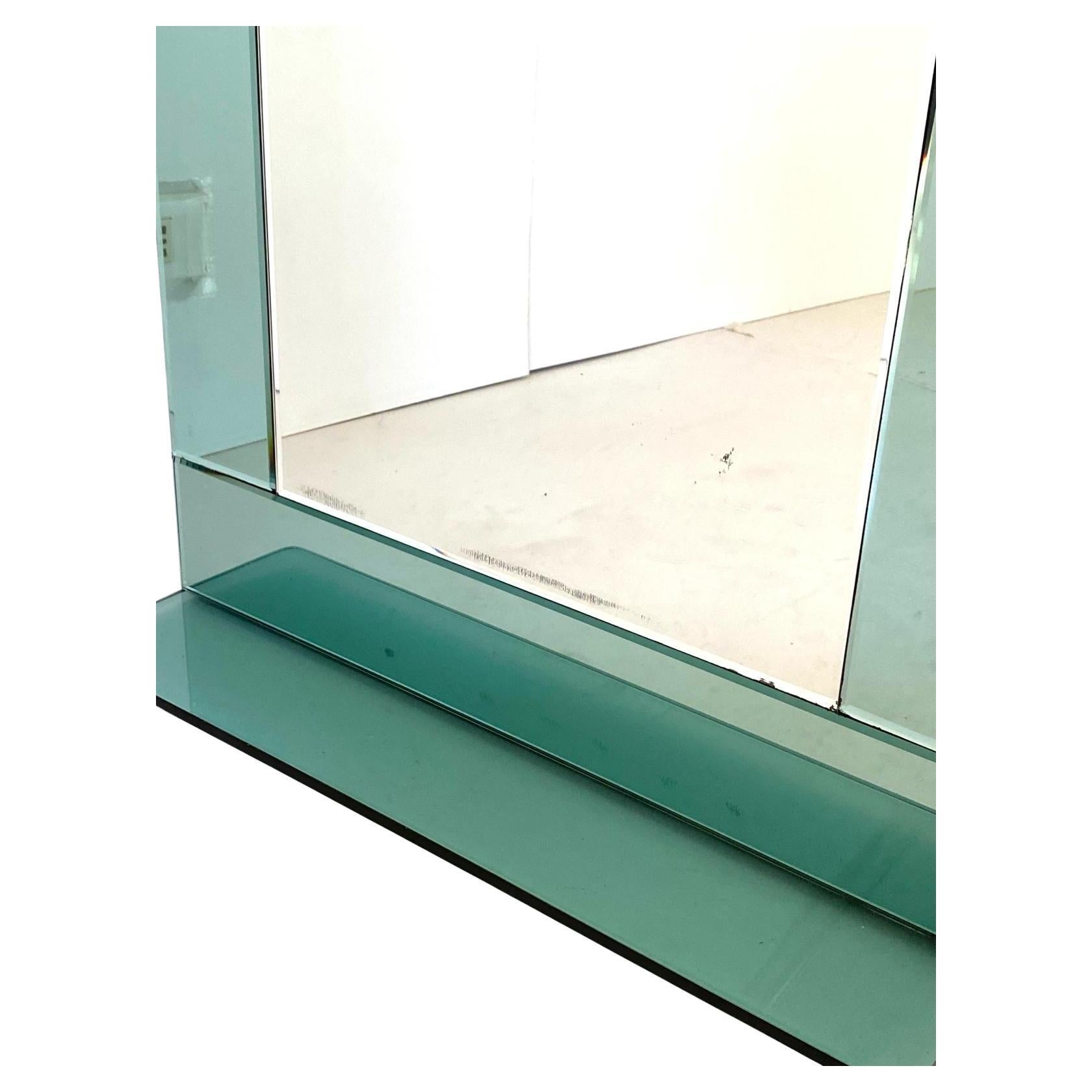 Verre Miroir mural vert aqua vintage, Italie, années 1970 en vente