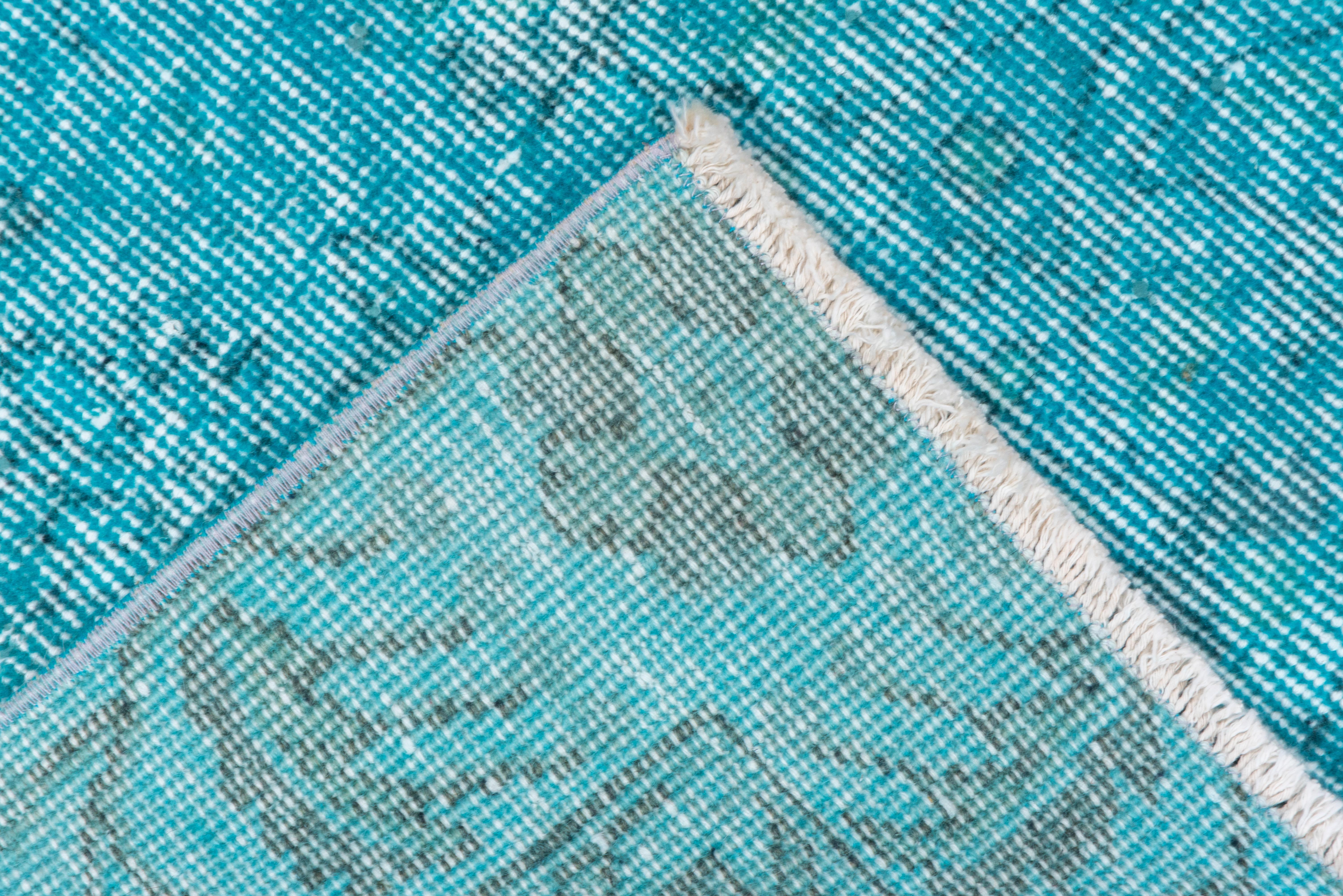 Vintage Aqua & Turquoise Overdyed Sparta Rug In Good Condition For Sale In New York, NY