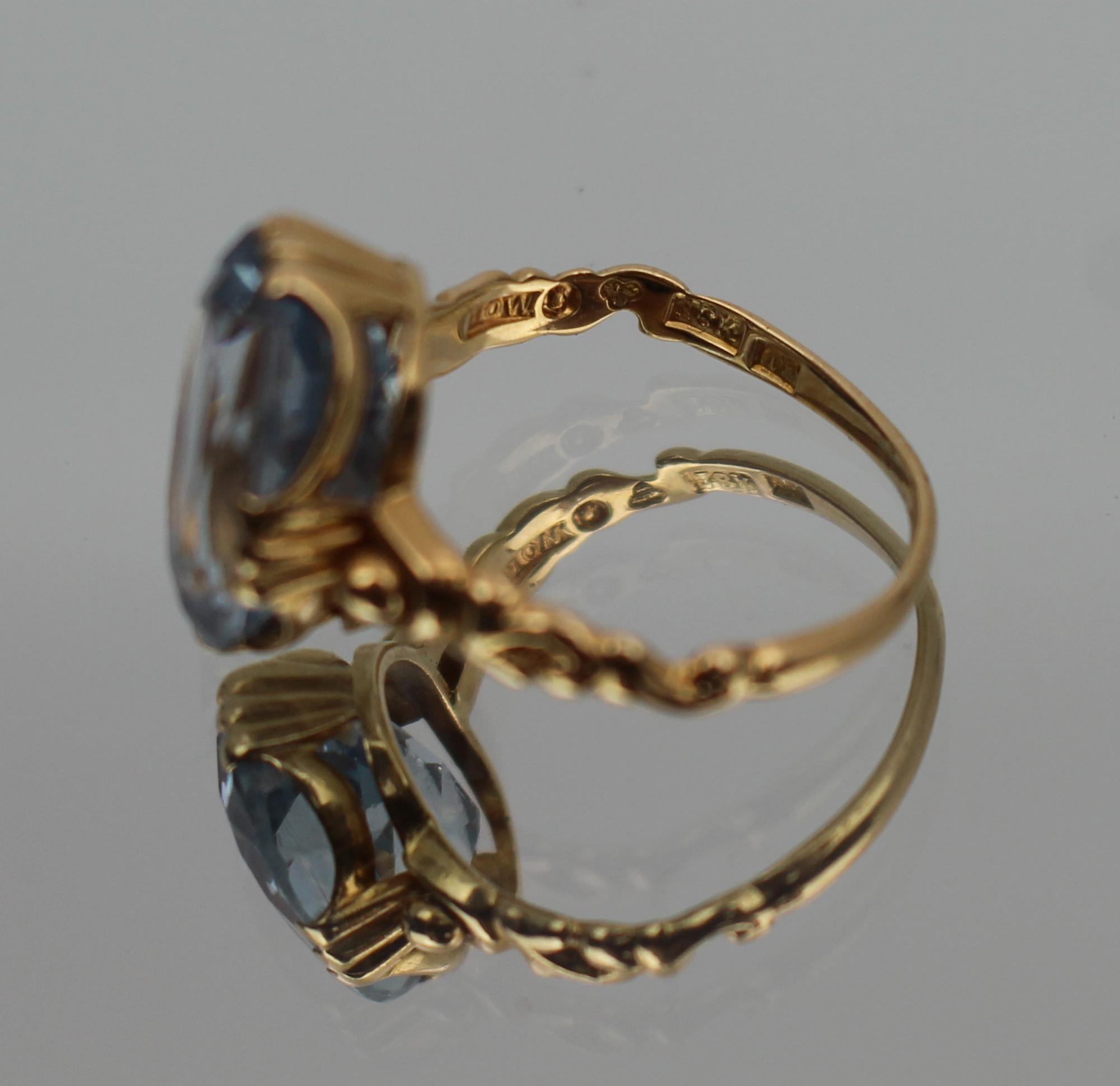 20ième siècle Bague vintage en aigue-marine et or 18 carats, Londres, 1988 en vente