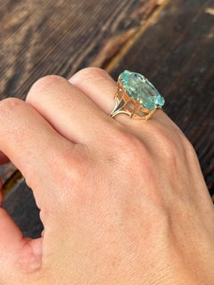 Vintage Aquamarin und 9 Karat Gold Cocktail Ring