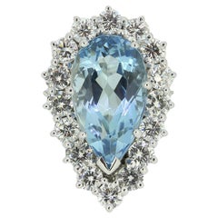 Vintage Aquamarine and Diamond Cluster Ring