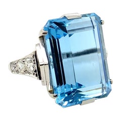 Cocktailring mit Aquamarin und Diamant im Vintage-Stil, um 1960