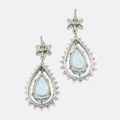 Vintage Aquamarine and Diamond Drop Earrings
