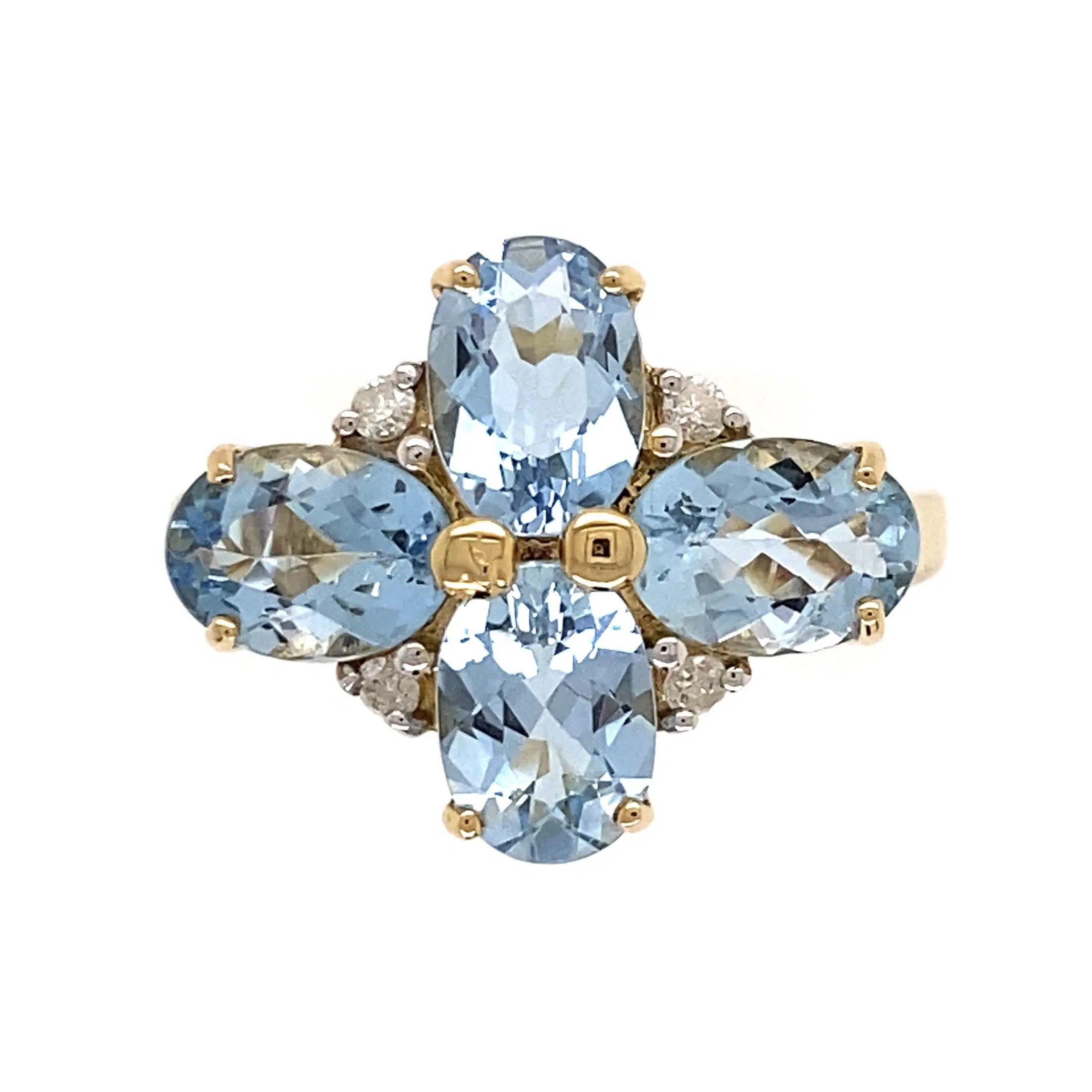 Moderniste Bague vintage en or avec aigue-marine et diamant en vente