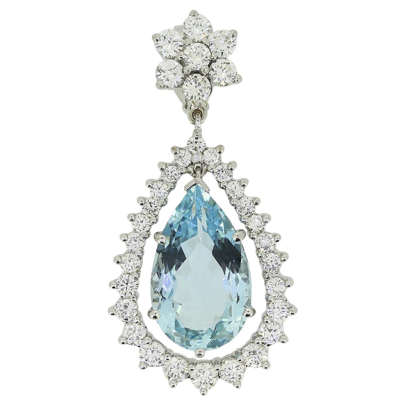 Vintage Aquamarine and Diamond Pendant