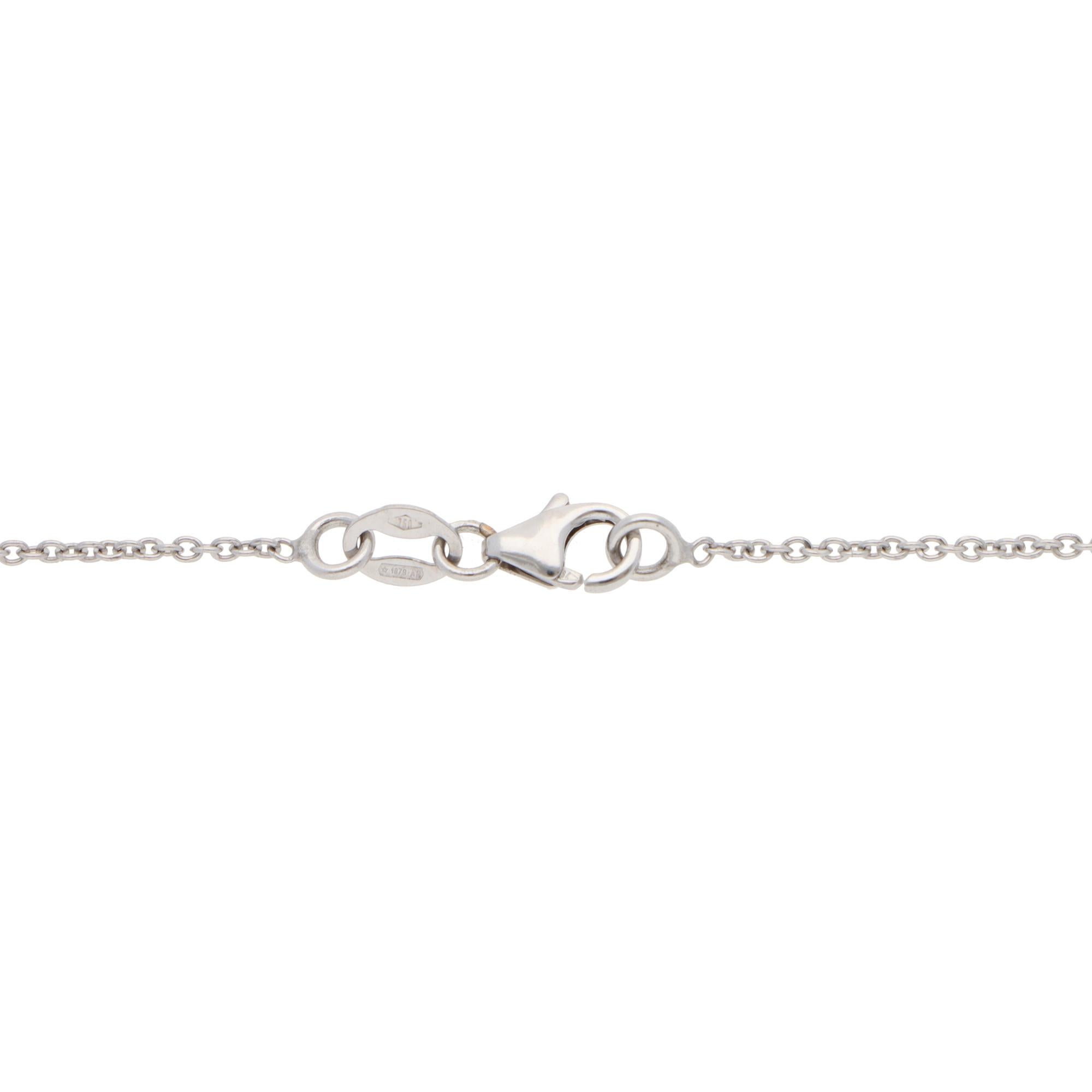 Pear Cut Vintage Aquamarine and Diamond Pendant Necklace in White Gold For Sale