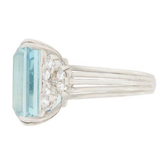 Vintage Aquamarine and Diamond Ring, circa 1940s