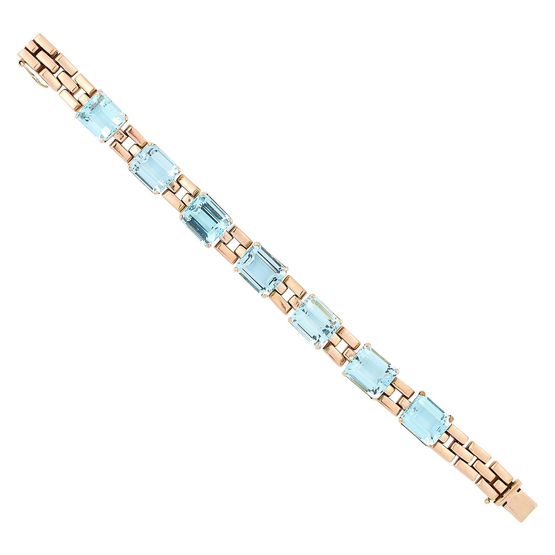 Vintage Aquamarine Bracelet For Sale