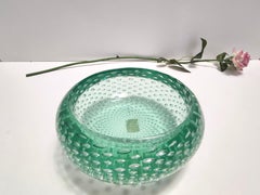 Vintage Aquamarine Bullicante Murano Glass Ashtray - Trinket Bowl