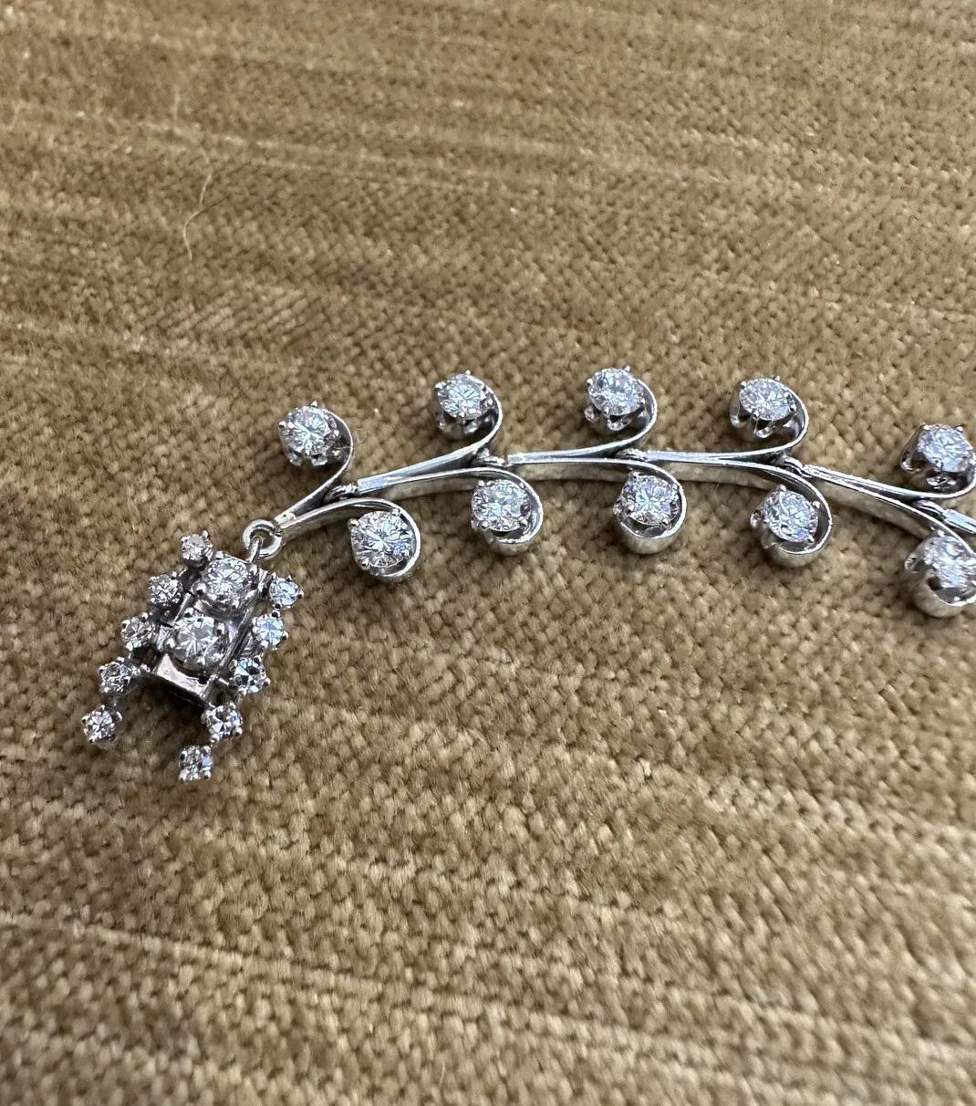 Bracelet vintage aigue-marine et diamant en platine 7.5 inches Pour femmes en vente