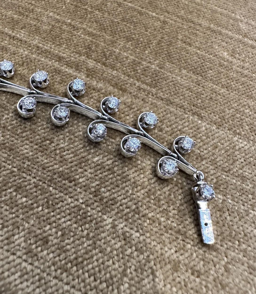 Bracelet vintage aigue-marine et diamant en platine 7.5 inches en vente 1
