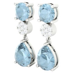 Vintage Aquamarine Earrings-Aquamarine Gemstones Earring, Cocktail Party earring