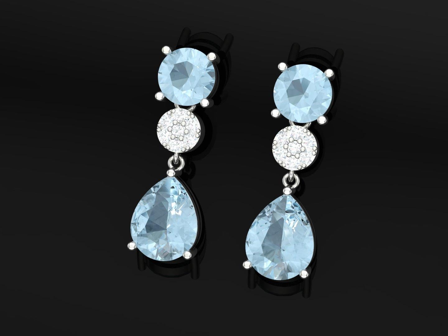 Vintage Aquamarin-Ohrringe-Aquamarine-Edelsteine-Ohrring, Cocktail-Party-Ohrring (Art déco) im Angebot