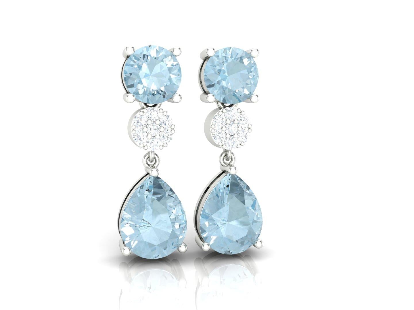Vintage Aquamarin-Ohrringe-Aquamarine-Edelsteine-Ohrring, Cocktail-Party-Ohrring im Zustand „Neu“ im Angebot in New York, NY