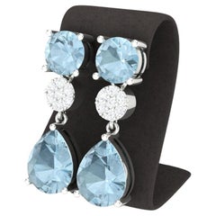 Boucles d'oreilles vintage aigue-marine, boucles d'oreilles cocktail